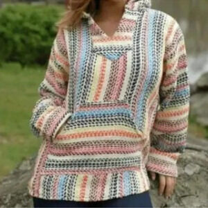 Baja Joe Mexicali Baja Cotton Hoodie Colorful Rainbow Pocket Size Medium